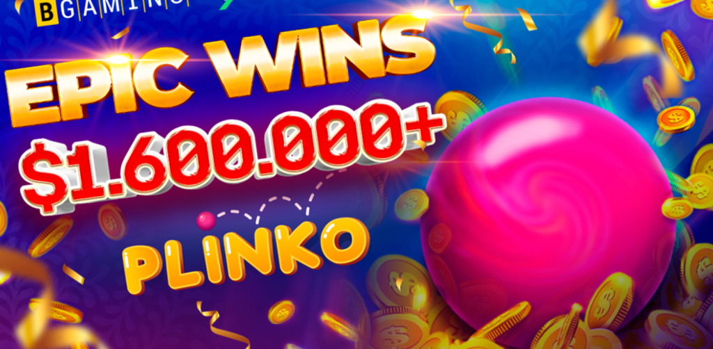 Epic wins in casino slot game plinko.